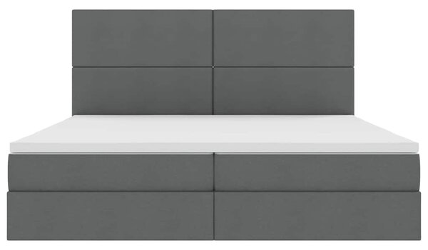 Krevet s madracem i skladištem Tamno siva 200 x 200 cm tkanina - Siva / 200 x 200 cm