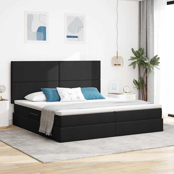 Krevet s madracem i skladištem Crna 200 x 200 cm tkanina - Crna / 200 x 200 cm