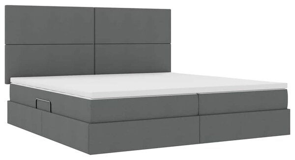 Krevet s madracem i skladištem Tamno siva 200 x 200 cm tkanina - Siva / 200 x 200 cm