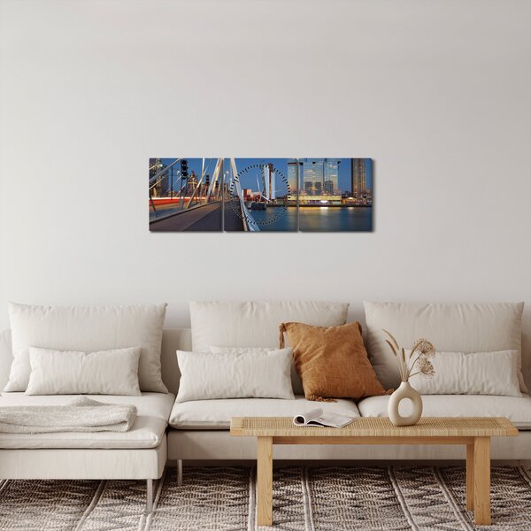 Slika - Sumrak u Rotterdamu, Nizozemska (sa satom) (90x30 cm)