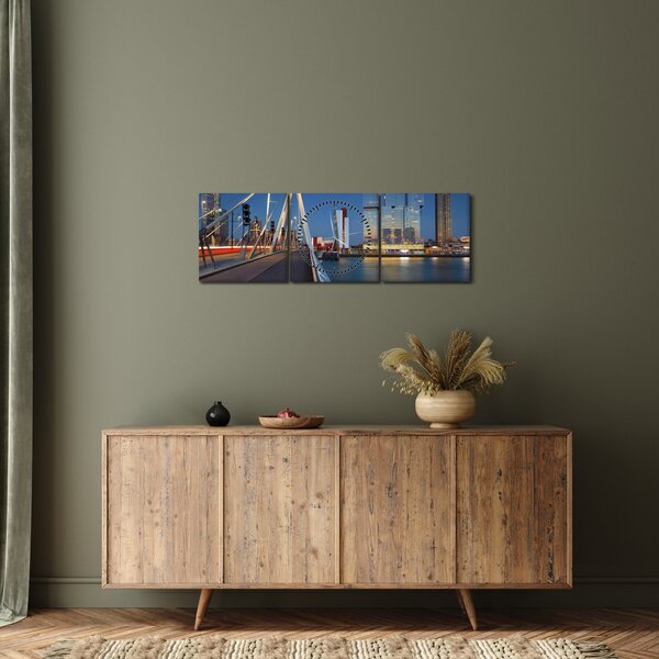 Slika - Sumrak u Rotterdamu, Nizozemska (sa satom) (90x30 cm)