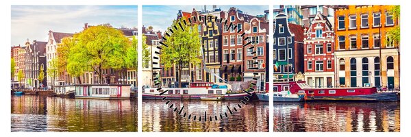 Slika - Plesajuće kuće, Amsterdam (sa satom) (90x30 cm)