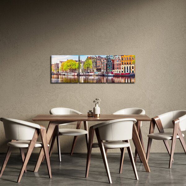 Slika - Plesajuće kuće, Amsterdam (sa satom) (90x30 cm)