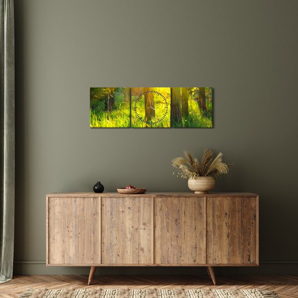 Slika - Proljetno buđenje šume (sa satom) (90x30 cm)