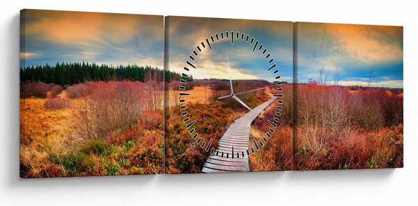Slika - Jesenska cesta kroz krajolik (sa satom) (90x30 cm)