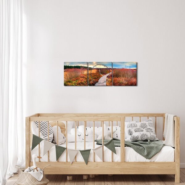 Slika - Jesenska cesta kroz krajolik (sa satom) (90x30 cm)