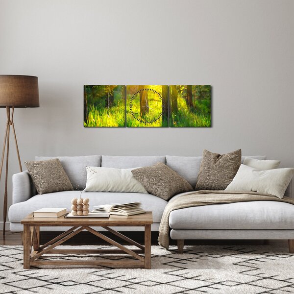 Slika - Proljetno buđenje šume (sa satom) (90x30 cm)