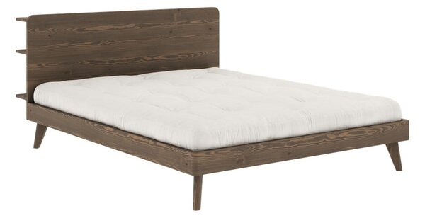Smeđi bračni krevet s podnicom 160x200 cm Retreat - Karup Design