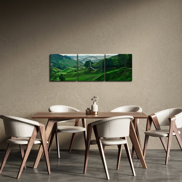 Slika - Plantaže čaja u Maleziji (sa satom) (90x30 cm)