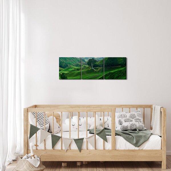 Slika - Plantaže čaja u Maleziji (sa satom) (90x30 cm)