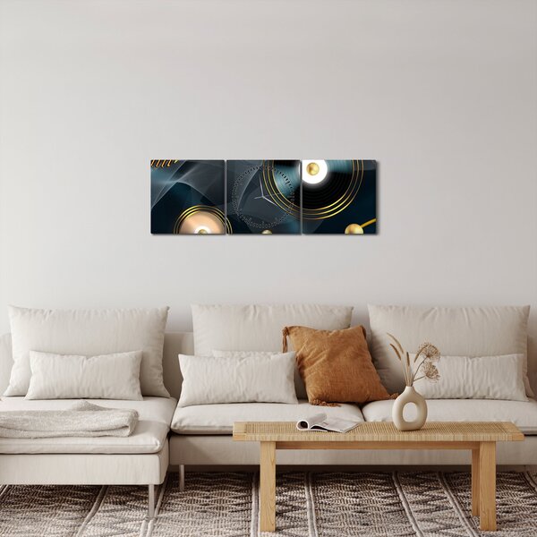 Slika - Zlatni krugovi (sa satom) (90x30 cm)