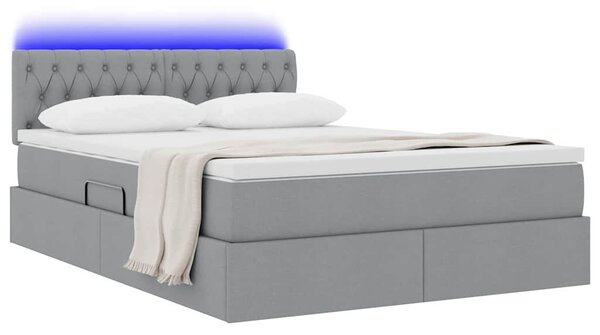 LED krevet za pohranu s madracem Svjetlosiva 140 x 190 cm - Svjetlosiva / 140 x 190 cm
