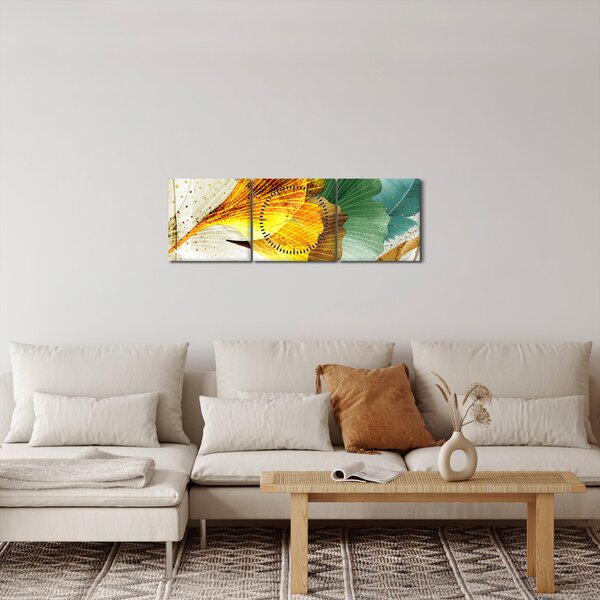 Slika - Lišće (sa satom) (90x30 cm)