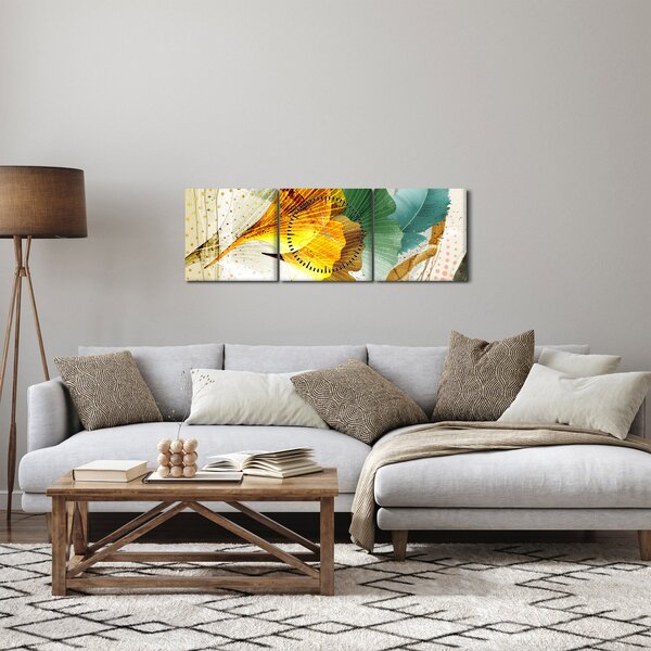 Slika - Lišće (sa satom) (90x30 cm)
