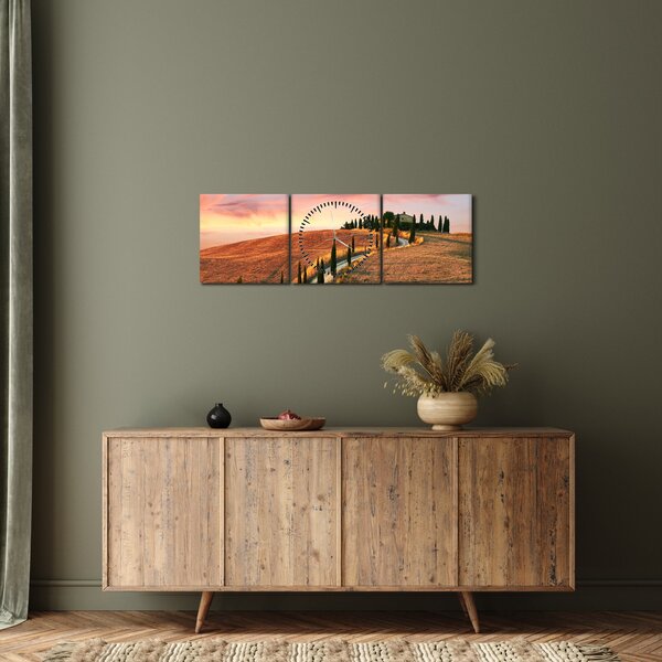 Slika - Kuća na brdu, Toskana, Italija (sa satom) (90x30 cm)