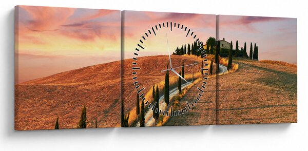 Slika - Kuća na brdu, Toskana, Italija (sa satom) (90x30 cm)