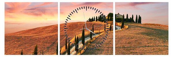 Slika - Kuća na brdu, Toskana, Italija (sa satom) (90x30 cm)