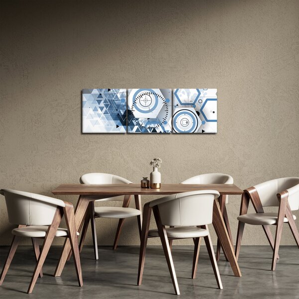 Slika - Geometrijska apstrakcija (sa satom) (90x30 cm)