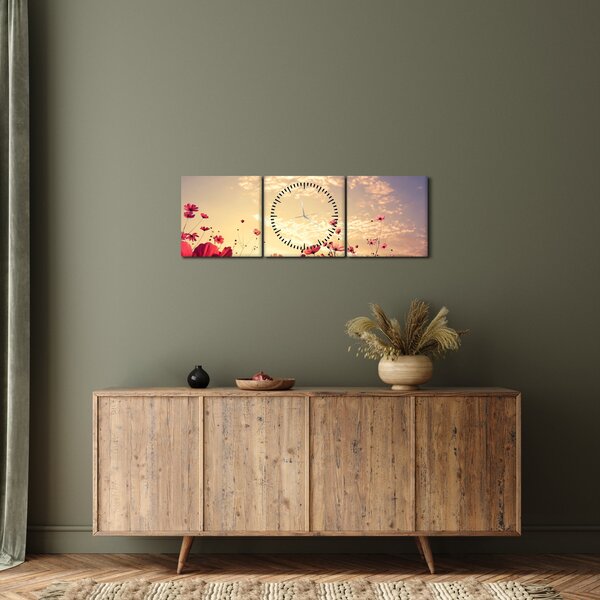 Slika - Livada s cvijećem (sa satom) (90x30 cm)