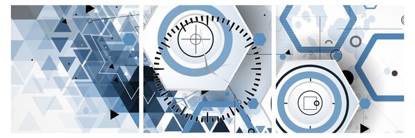 Slika - Geometrijska apstrakcija (sa satom) (90x30 cm)