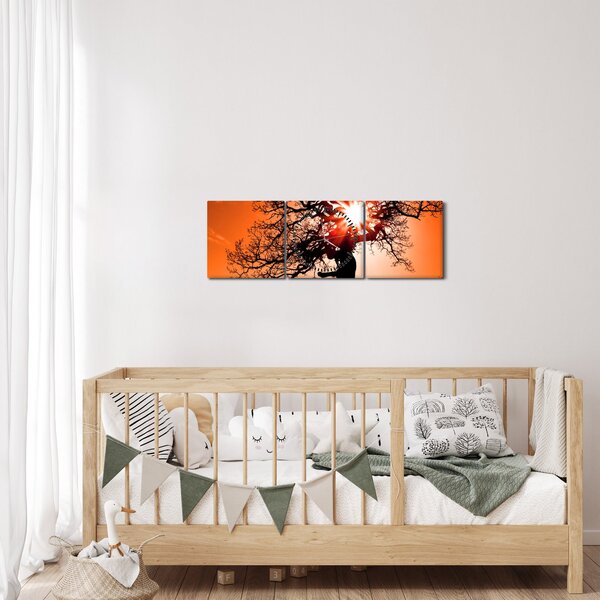 Slika - Stablo hrasta pri zalasku sunca (sa satom) (90x30 cm)