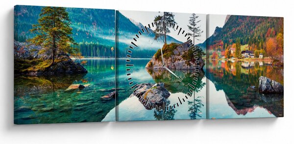 Slika - Jezero Hintersee, Bavarske Alpe, Austrija (sa satom) (90x30 cm)