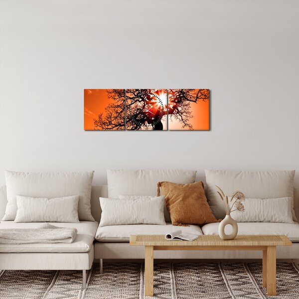 Slika - Stablo hrasta pri zalasku sunca (sa satom) (90x30 cm)