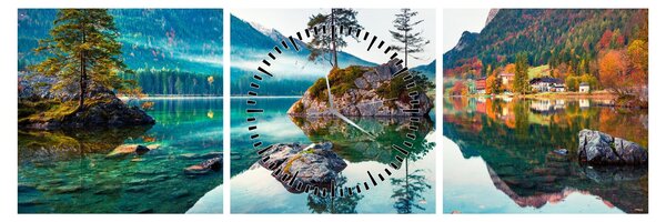 Slika - Jezero Hintersee, Bavarske Alpe, Austrija (sa satom) (90x30 cm)
