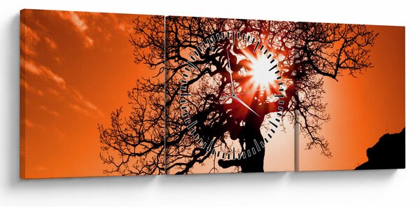 Slika - Stablo hrasta pri zalasku sunca (sa satom) (90x30 cm)