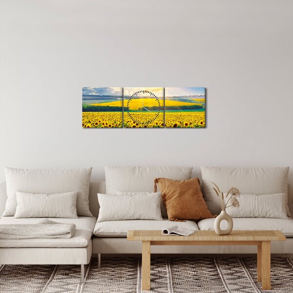 Slika - Polje suncokreta (sa satom) (90x30 cm)
