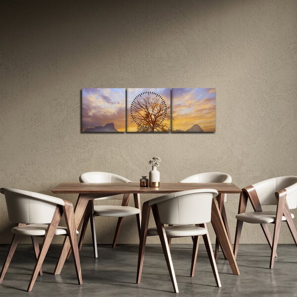 Slika - Pejzaž sa suncokretima (sa satom) (90x30 cm)