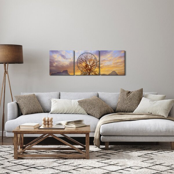 Slika - Pejzaž sa suncokretima (sa satom) (90x30 cm)