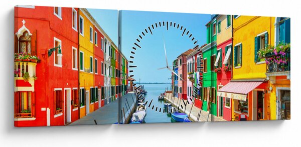 Slika - Otok Burano, Venecija, Italija (sa satom) (90x30 cm)