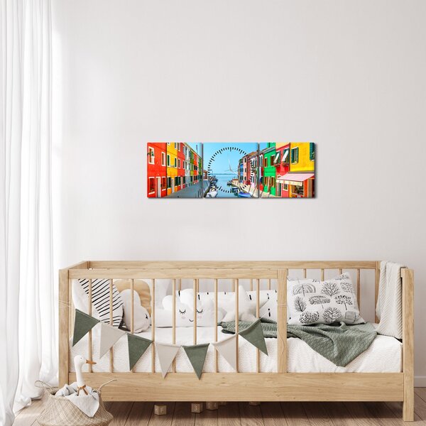 Slika - Otok Burano, Venecija, Italija (sa satom) (90x30 cm)