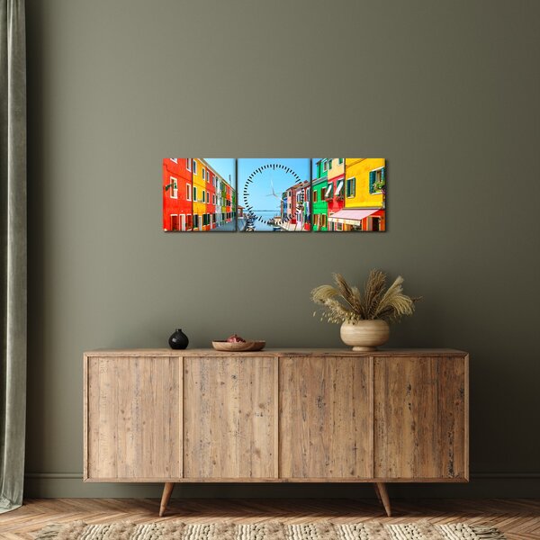 Slika - Otok Burano, Venecija, Italija (sa satom) (90x30 cm)