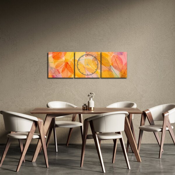 Slika - Pozadina sa jesenskim lišćem (sa satom) (90x30 cm)