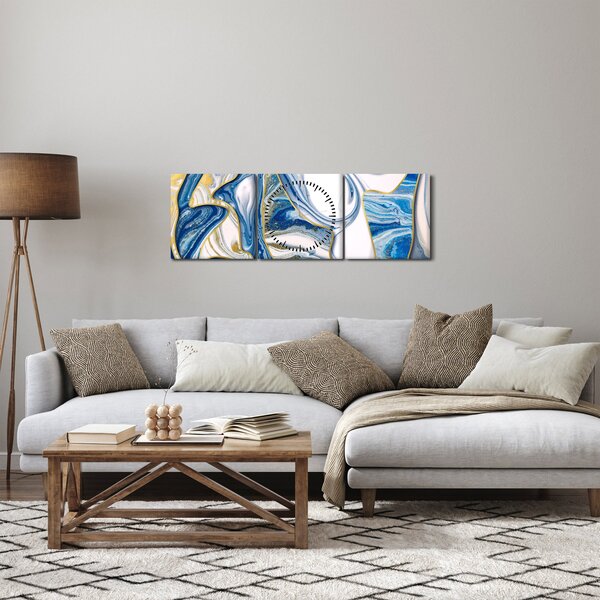 Slika - Mramorni valovi (sa satom) (90x30 cm)