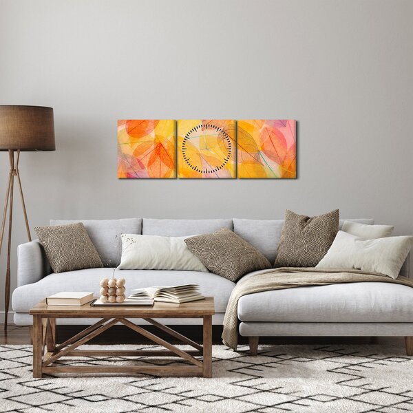 Slika - Pozadina sa jesenskim lišćem (sa satom) (90x30 cm)