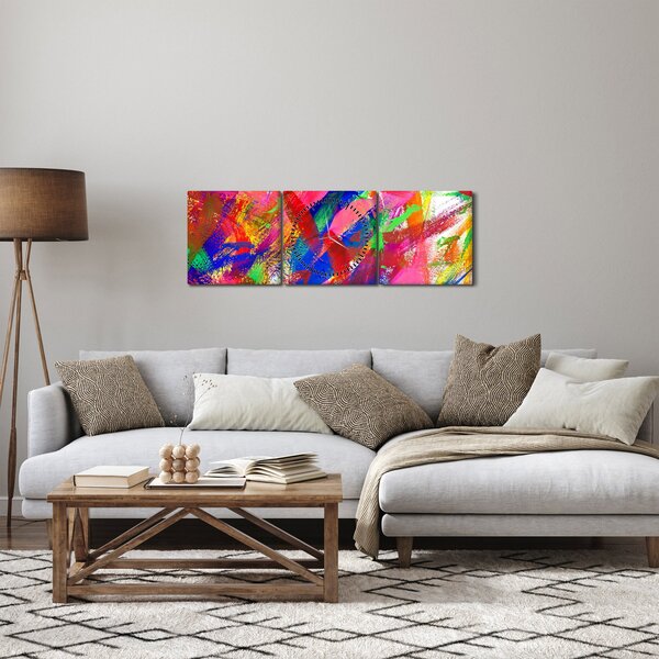 Slika - Apstrakcija u boji (sa satom) (90x30 cm)