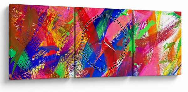 Slika - Apstrakcija u boji (sa satom) (90x30 cm)