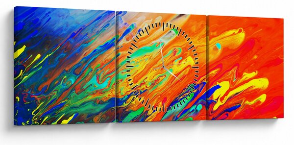 Slika - Apstrakcija u boji (sa satom) (90x30 cm)