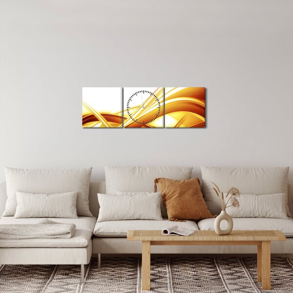 Slika -Žuta apstrakcija (sa satom) (90x30 cm)