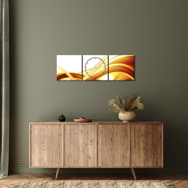 Slika -Žuta apstrakcija (sa satom) (90x30 cm)