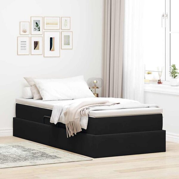 Krevet s madracem i skladištem Crna 90 x 200 cm Baršun - Crna / 90 x 200 cm