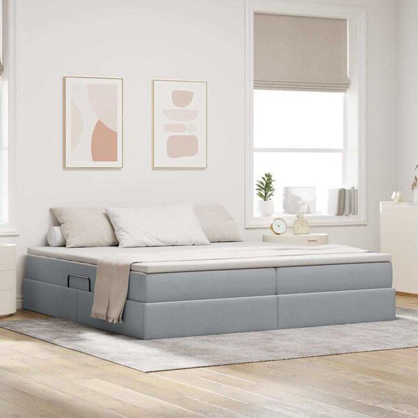 Krevet s madracem i skladištem Svijetlo siva 200 x 200 cm - Svjetlosiva / 200 x 200 cm