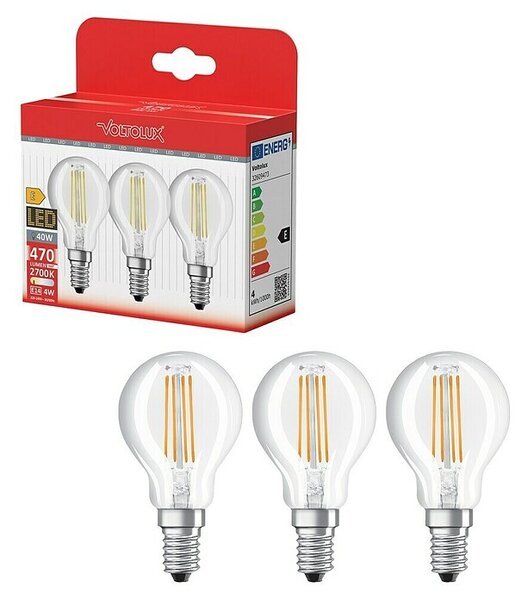 Voltolux Set LED žarulja (E14, Bez prigušivanja, Topla bijela, 470 lm, 7 W, 3 Kom., Kruškolikog oblika)