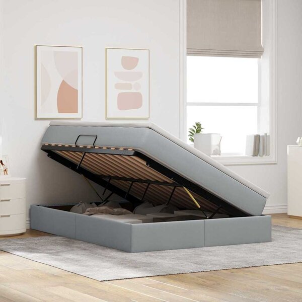 Krevet s madracem i skladištem Svijetlo siva 140 x 190 cm - Svjetlosiva / 140 x 190 cm