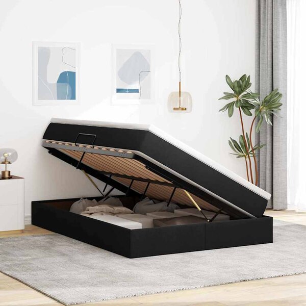 Krevet s madracem i skladištem Crna 140 x 190 cm Poliester - Crna / 140 x 190 cm
