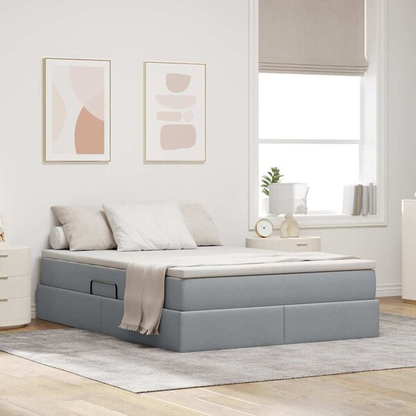 Krevet s madracem i skladištem Svijetlo siva 140 x 190 cm - Svjetlosiva / 140 x 190 cm