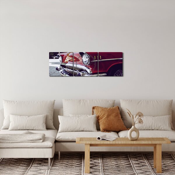 Slika starog automobila (sa satom) (90x30 cm)